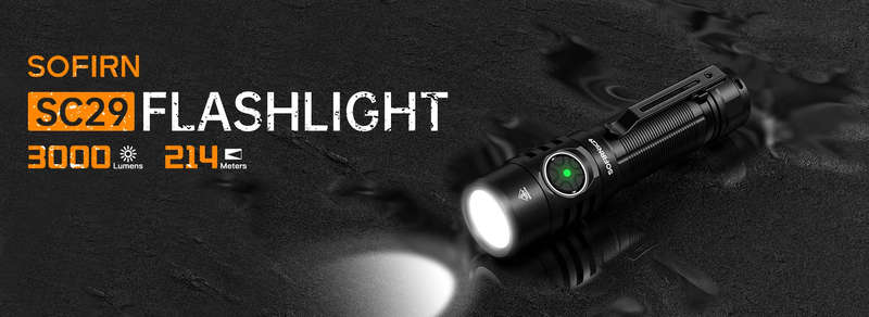 Sofirn SC29 3000 Lumen 142m Throw Rechargeable Flashlight with 21700 Battery