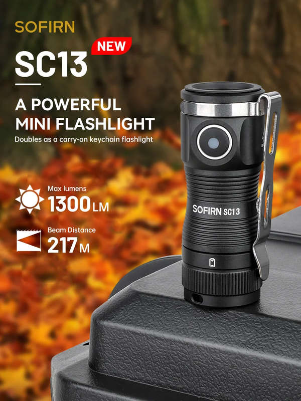 Sofirn SC13 1300 Lumen 217m Throw Rechargeable EDC Keychain Flashlight