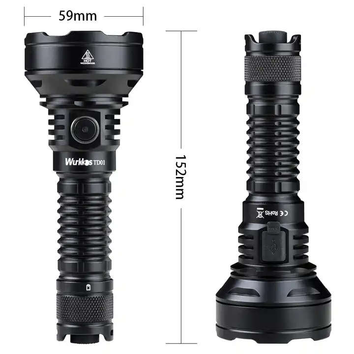 Wurkkos TD01 2200 Lumen 1039m Throw Rechargeable Tactical Flashlight with 21700 Battery