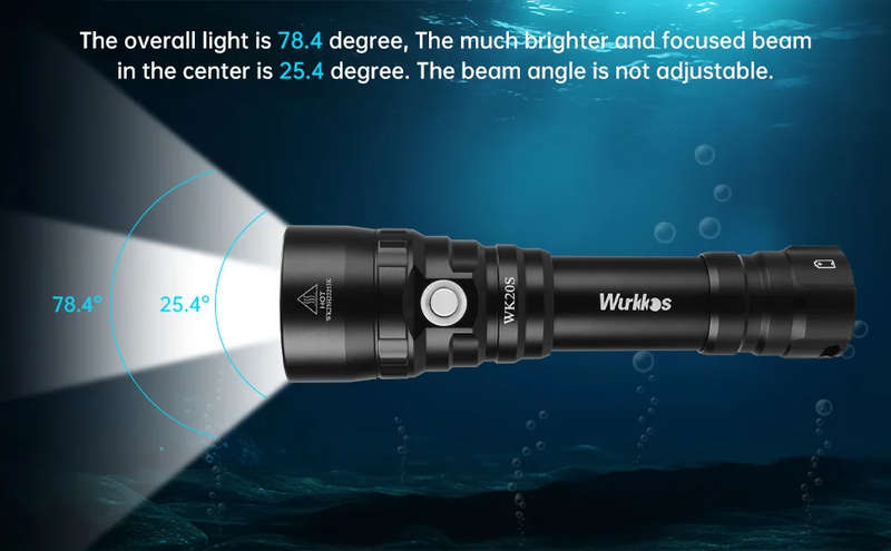 Wurkkos WK20S 2000 Lumen 363m Throw Rechargeable Diving Flashlight with 18650 Battery