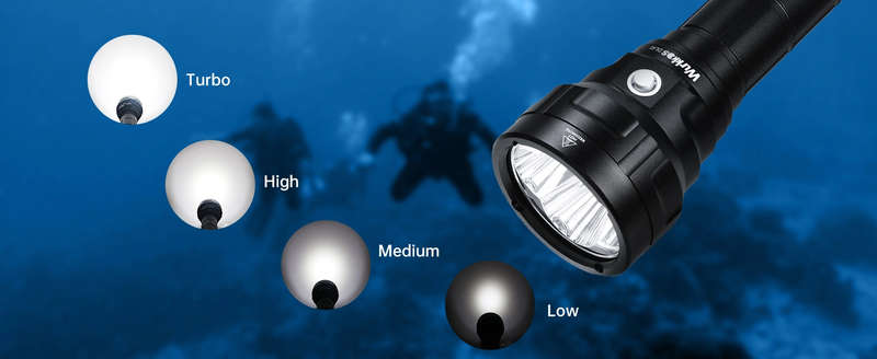 Wurkkos DL40 5000 Lumen 400m Throw Rechargeable Diving Flashlight with 2x 26650