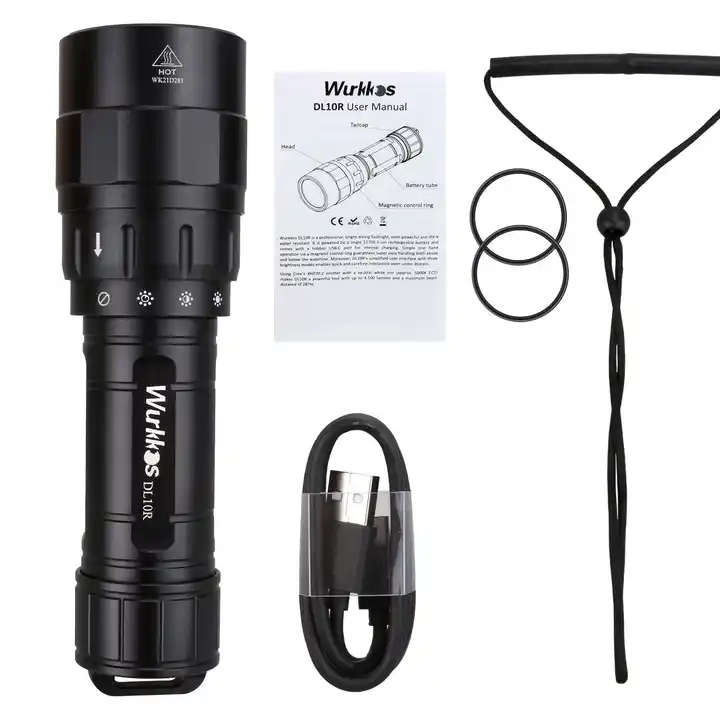 Wurkkos DL10R 4500 Lumen 287m Throw Rechargeable Diving Flashlight with 21700 Battery