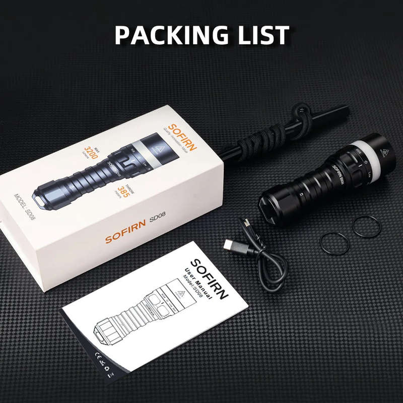 Sofirn SD08 3200 Lumen 385m Throw Rechargeable Diving Flashlight with 21700 Battery