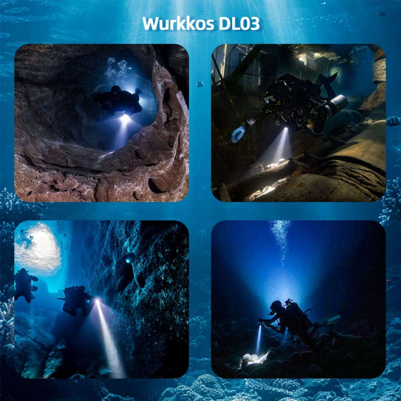 Wurkkos DL03 2800 Lumen 480m Throw Rechargeable Diving Flashlight with 21700 Battery