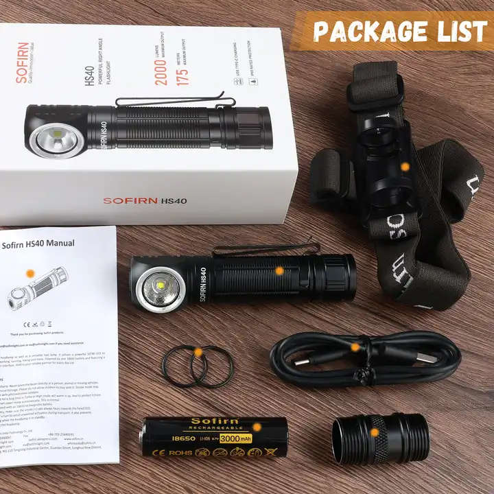 Sofirn HS40 2000 Lumen 175m Throw Rechargeable Headlamp with 18650 Battery
