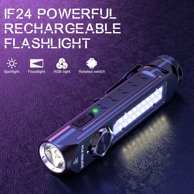 Sofirn IF24 2000 Lumen 251m Throw Rechargeable Flashlight with 18650 Battery