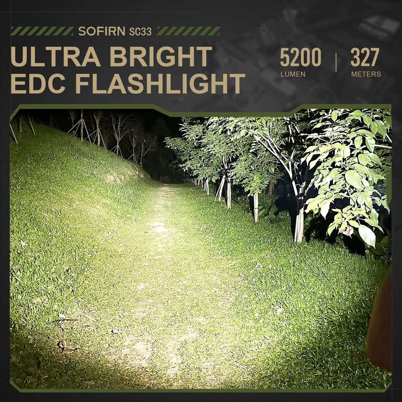 Sofirn SC33 5200 Lumen 327m Throw Rechargeable Flashlight with 21700 Battery