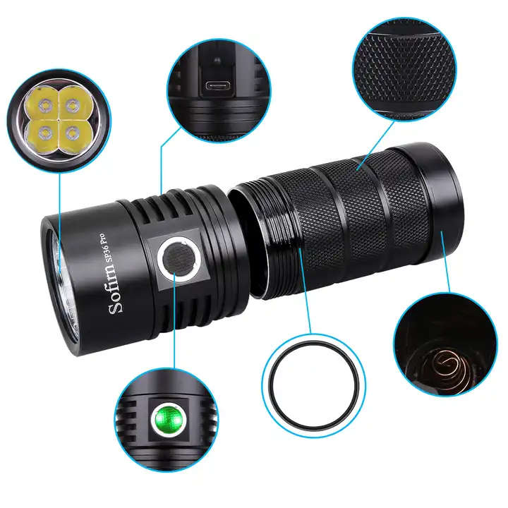 Sofirn SP36 Pro 8000 Lumen 450m Throw Rechargeable Flashlight with 3x 18650 Batteries