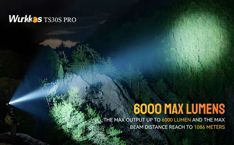 Wurkkos TS30S Pro 6000 Lumen 1065m Throw Rechargeable Flashlight with 21700 Battery
