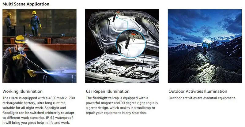Wurkkos HD20 2000 Lumen 144m Throw Rechargeable Headlamp with Battery