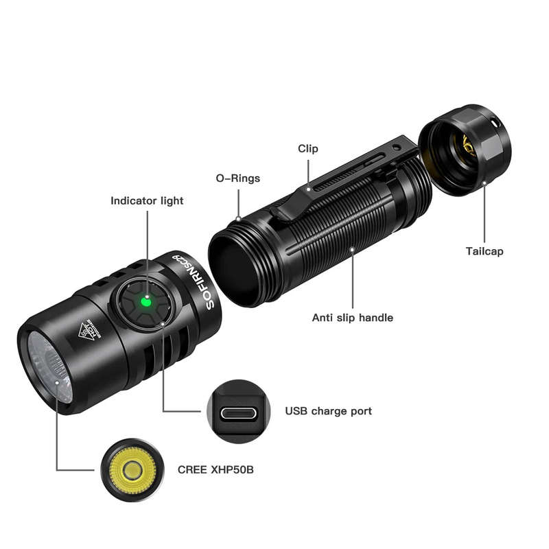 Sofirn SC29 3000 Lumen 142m Throw Rechargeable Flashlight with 21700 Battery