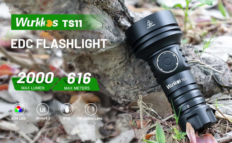 Wurkkos TS11 2000 Lumen 616m Throw Rechargeable Mini Flashlight with 18350 Battery