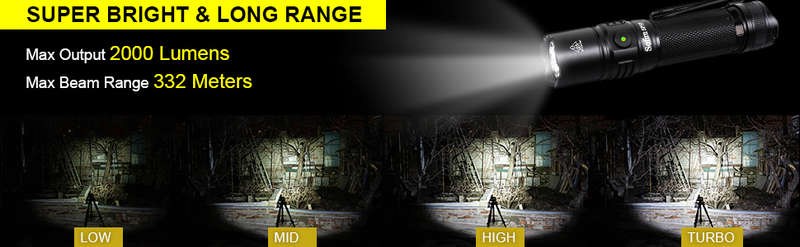 Sofirn SP35 2000 Lumen 332m Throw Rechargeable Flashlight with 21700 Battery
