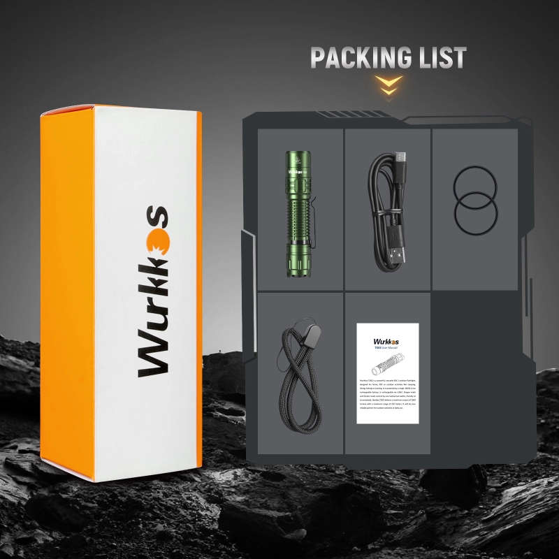 Wurkkos TD02 2000 Lumen 254m Throw Rechargeable Tactical Flashlight