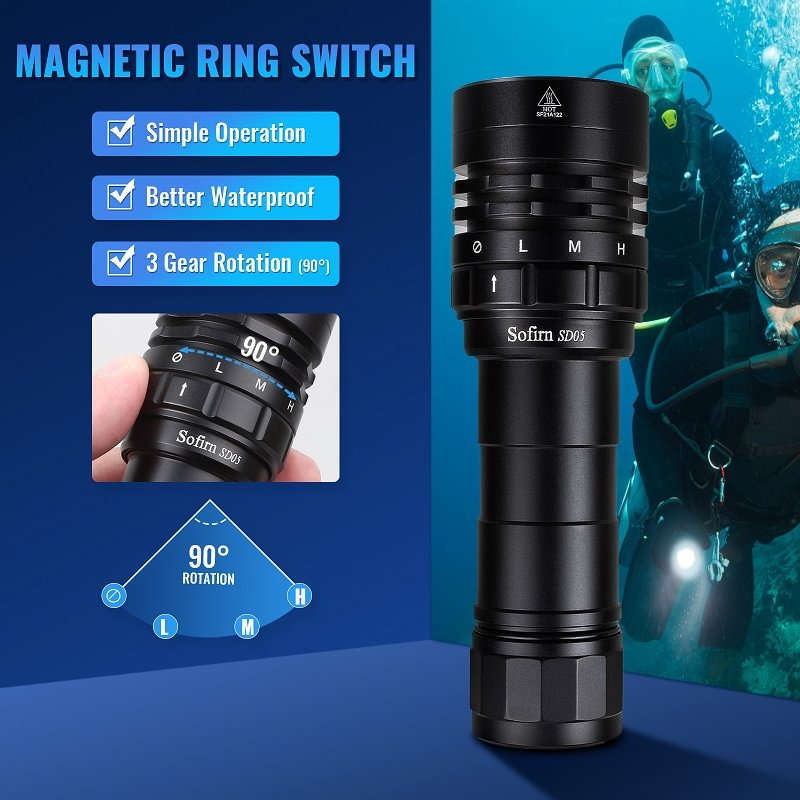 Sofirn SD05 3000 Lumen 270m Throw Rechargeable Diving Flashlight with 21700 Battery