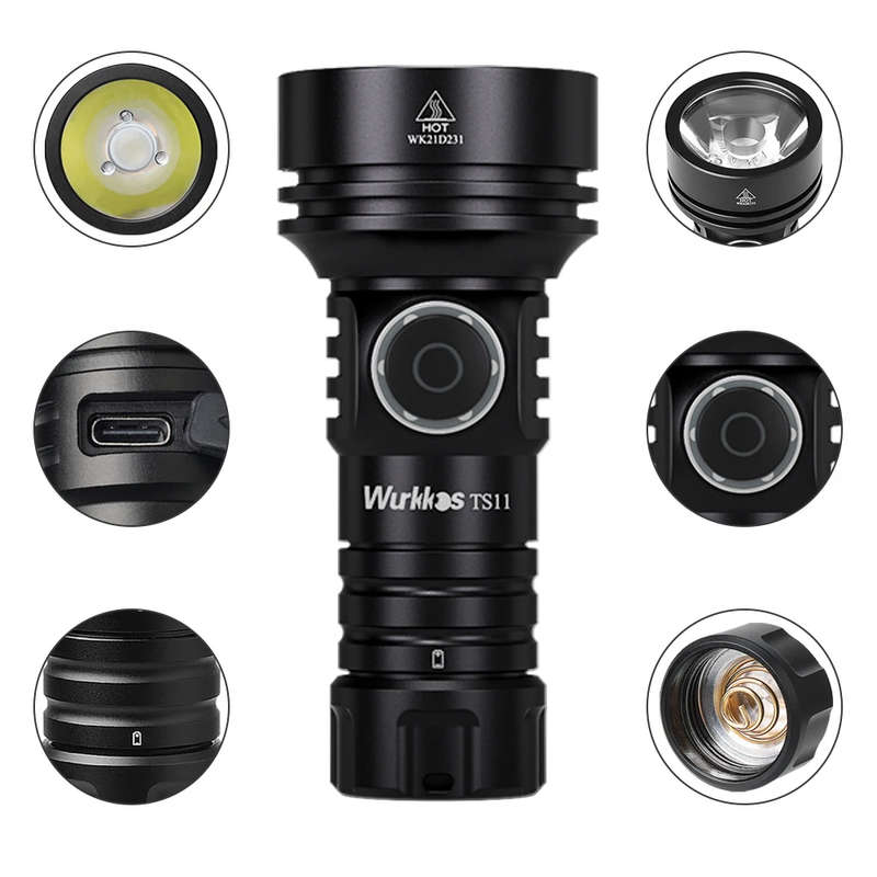 Wurkkos TS11 2000 Lumen 616m Throw Rechargeable Mini Flashlight with 18350 Battery