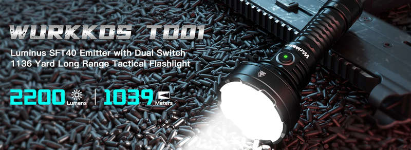 Wurkkos TD01 2200 Lumen 1039m Throw Rechargeable Tactical Flashlight with 21700 Battery