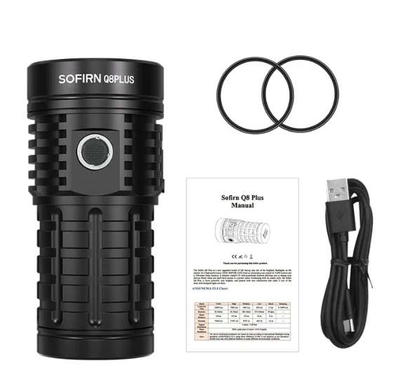 Sofirn Q8 Plus 16000 Lumen 554m Throw Rechargeable Flashlight with 3x 21700 Batteries
