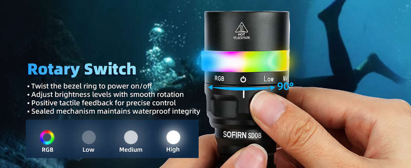 Sofirn SD08 3200 Lumen 385m Throw Rechargeable Diving Flashlight with 21700 Battery