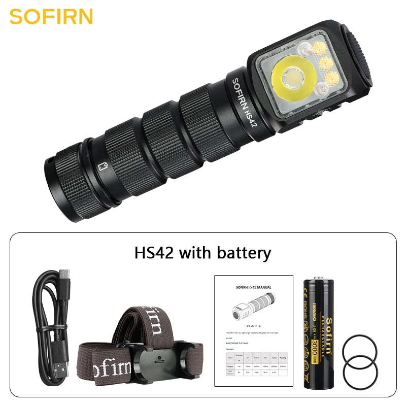 Sofirn HS42 2100 Lumen 176m Throw Rechargeable Headlamp with 18650 Battery