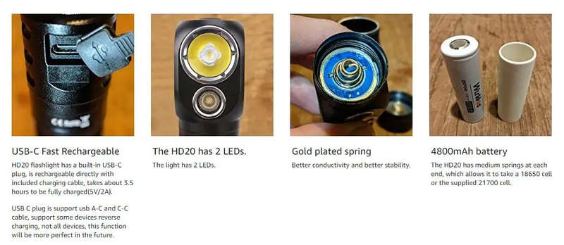 Wurkkos HD20 2000 Lumen 144m Throw Rechargeable Headlamp with Battery