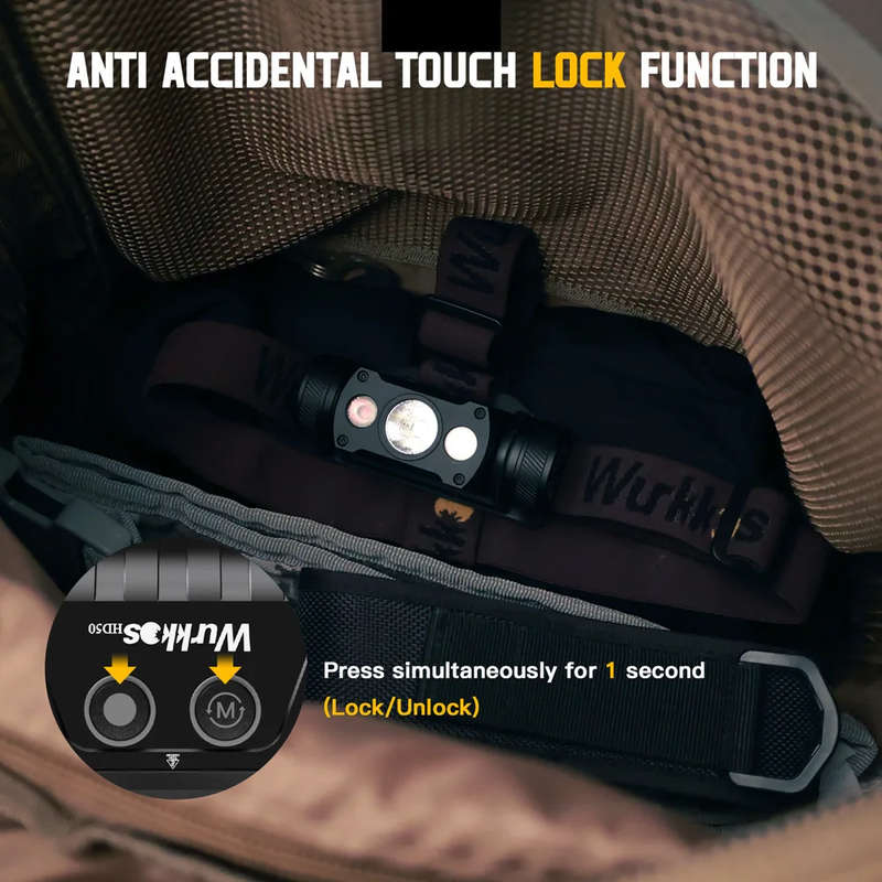 Wurkkos HD50 4000 Lumen 239m Throw Rechargeable Headlamp with 21700 Battery