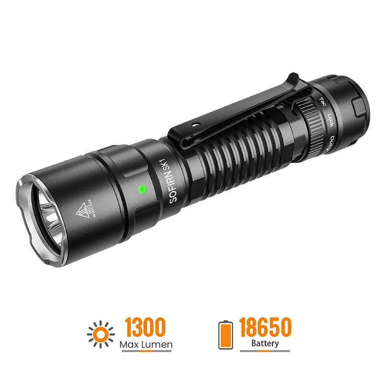Sofirn SK1 1300 Lumen 350m Throw Rechargeable Tactical Flashlight with 18650 Battery