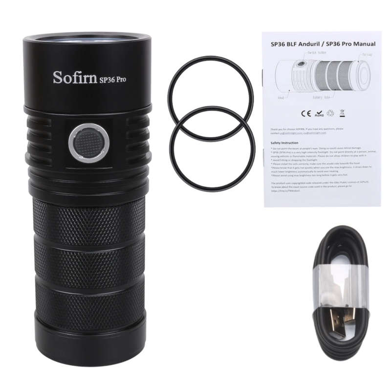Sofirn SP36 Pro 8000 Lumen 450m Throw Rechargeable Flashlight with 3x 18650 Batteries