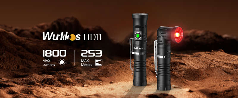 Wurkkos HD11 90° Folding EDC Flashlight - 1800 Lumens, 253m Throw