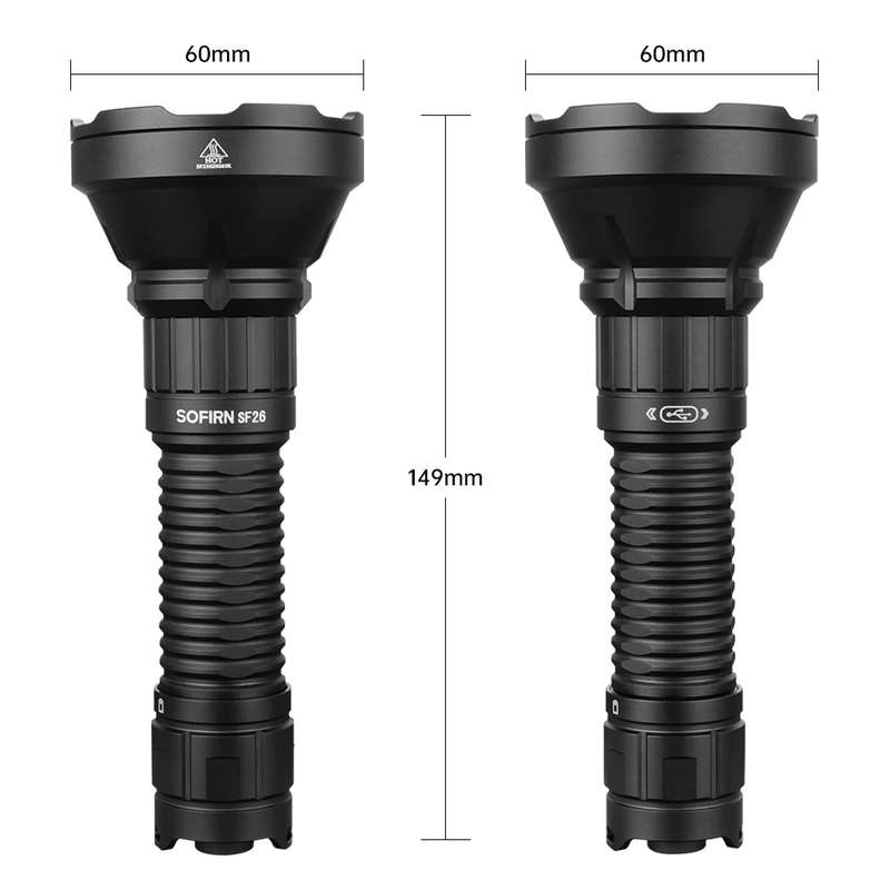 Sofirn SF26 2000 Lumen 964m Throw Rechargeable Tactical Flashlight with 21700 Battery