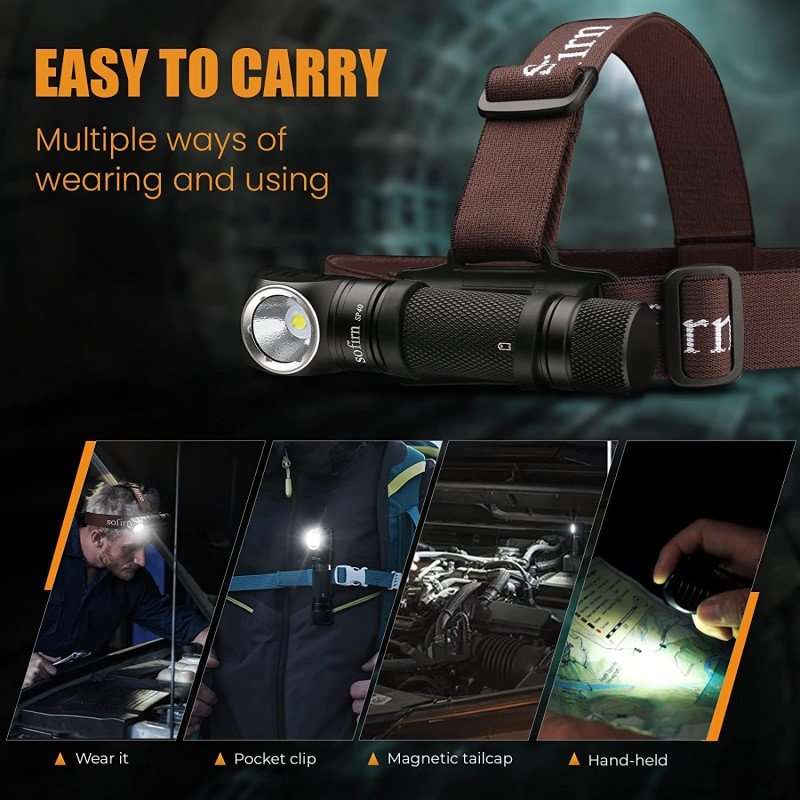 Sofirn SP40 1200 Lumen 136m Throw Rechargeable Headlamp with 18650 Battery