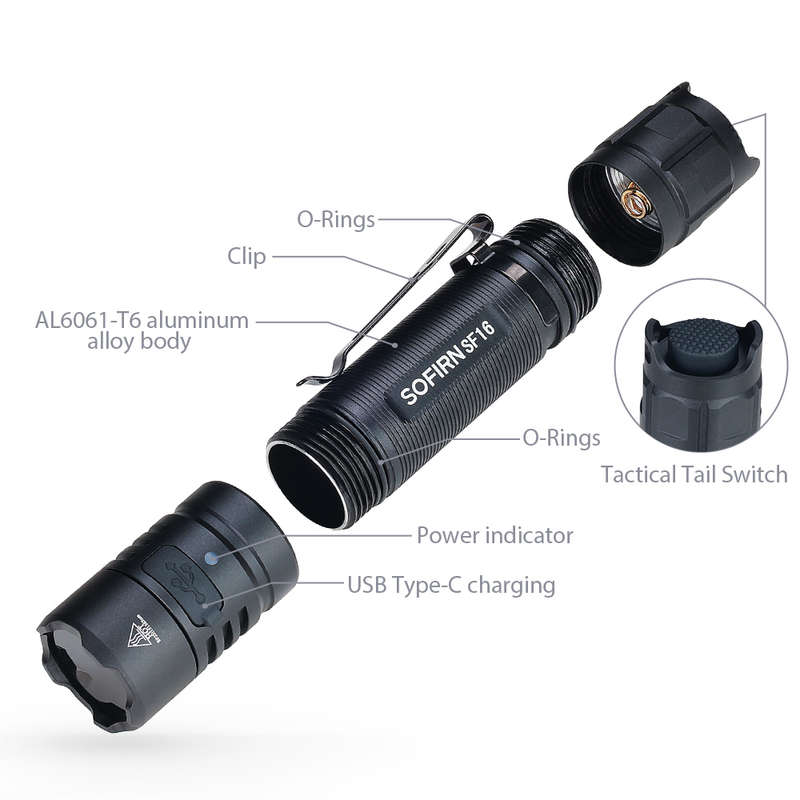 Sofirn SF16UV 365nm UV 10m Throw Rechargeable Flashlight with 18650 Battery