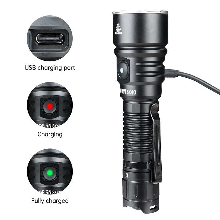 Sofirn SK40 3200 Lumen 580m Throw Rechargeable Tactical Flashlight with 21700 Battery