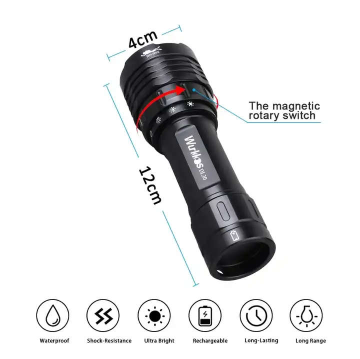 Wurkkos DL30 3600 Lumen 219m Throw Rechargeable Diving Flashlight with 21700 Battery