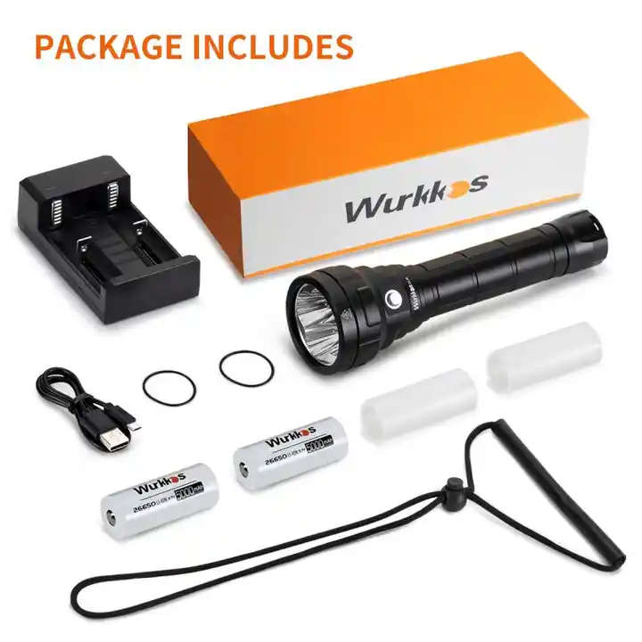Wurkkos DL40 5000 Lumen 400m Throw Rechargeable Diving Flashlight with 2x 26650