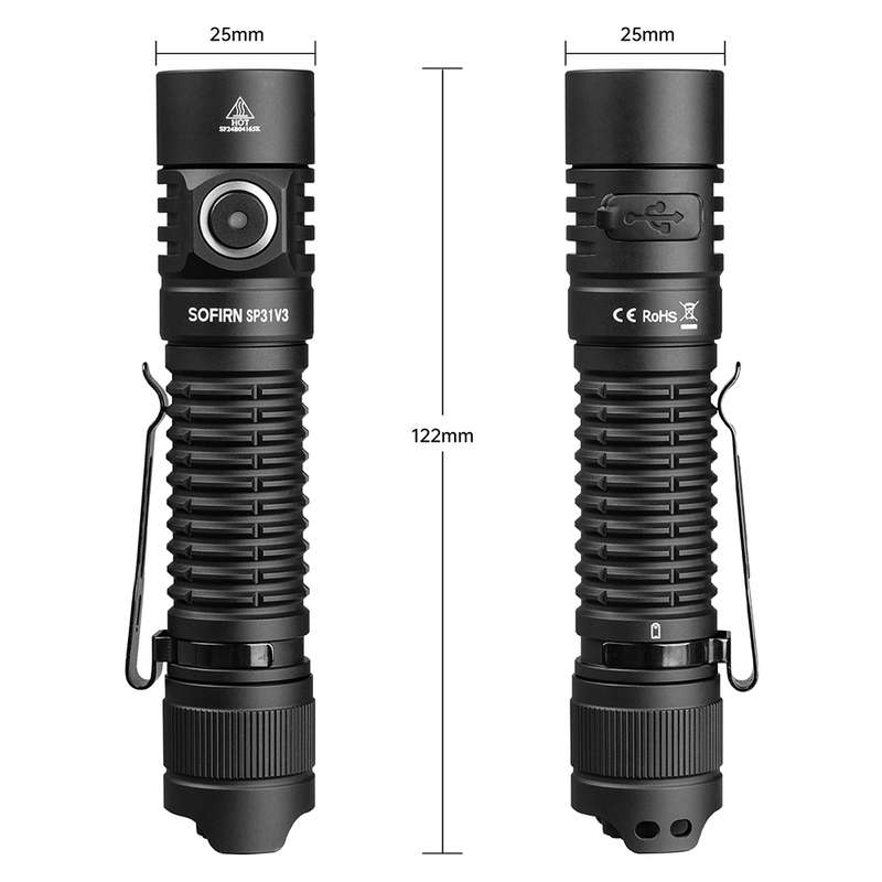 Sofirn SP31V3 2000 Lumen 269m Throw Rechargeable Flashlight with 18650 Battery