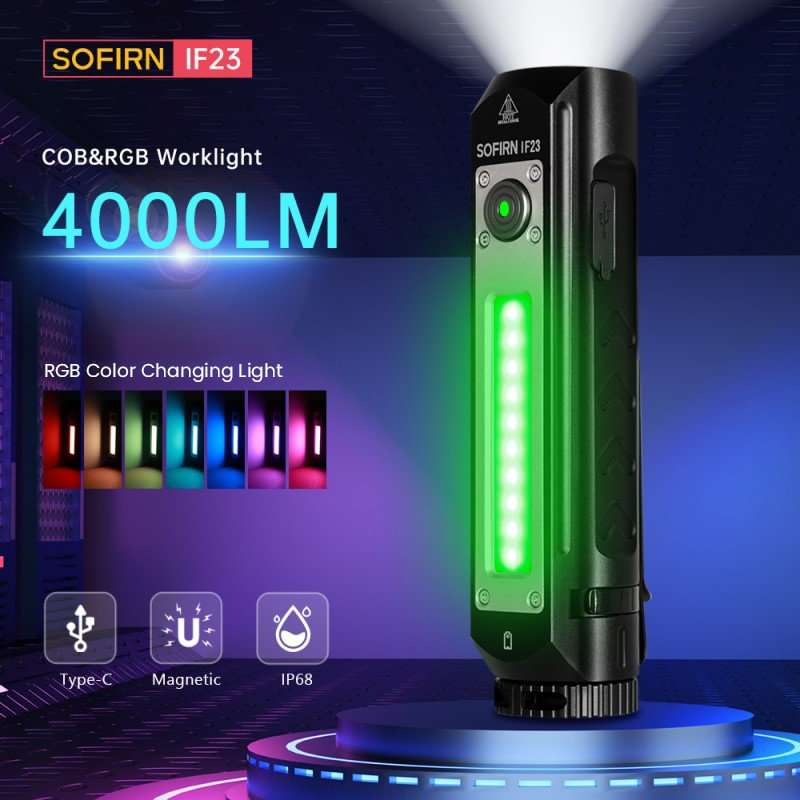 Sofirn IF23 4000 Lumen 247m Throw Rechargeable Flashlight with 21700 Battery