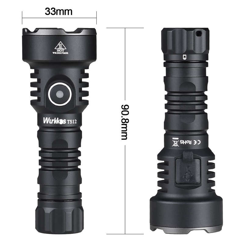 Wurkkos TS12 1350 Lumen 473m Throw Rechargeable Flashlight with 14500 Battery