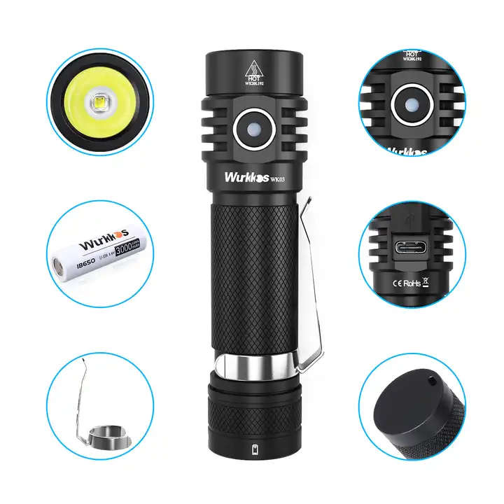 Wurkkos WK03 1800 Lumen 217m Throw Rechargeable EDC Flashlight
