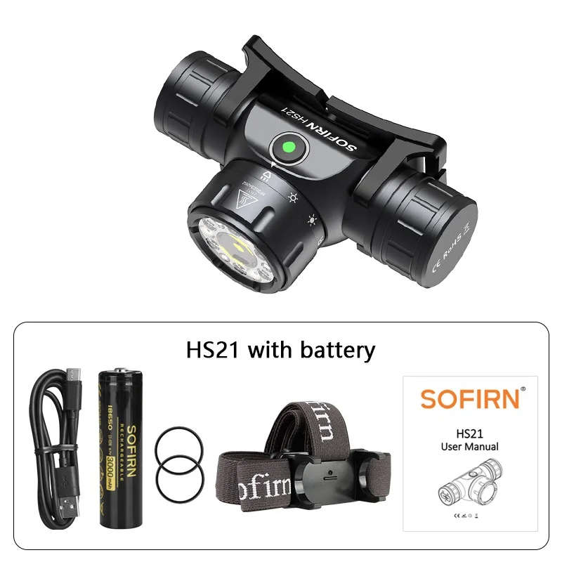 Sofirn HS21 2200 Lumen 230m Throw Rechargeable Headlamp with 18650 Battery