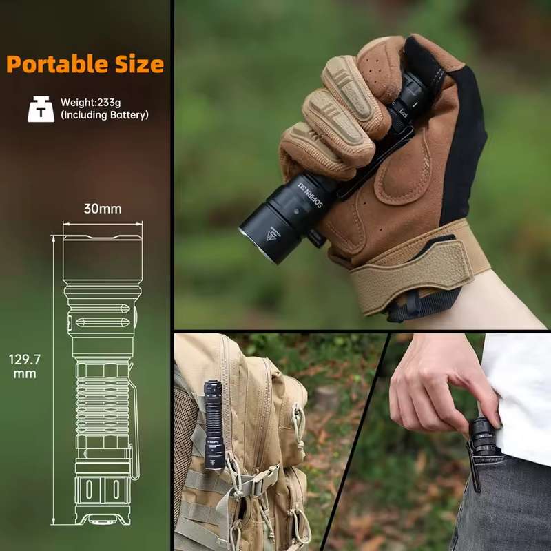 Sofirn SK1 1300 Lumen 350m Throw Rechargeable Tactical Flashlight with 18650 Battery