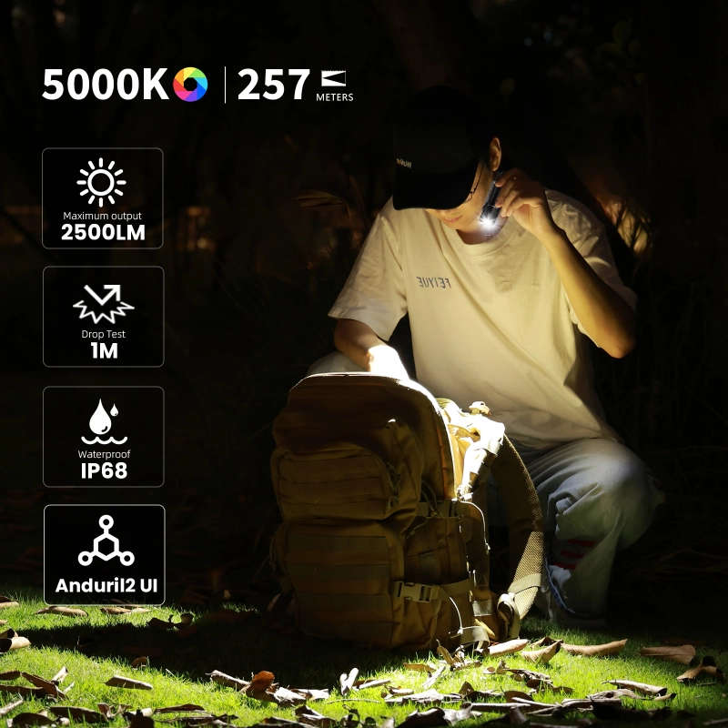 Wurkkos TS10 Max 2500 Lumen 157m Throw Rechargeable Flashlight with 18650 Battery