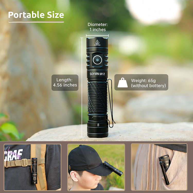 Sofirn SR12 1450 Lumen 130m Throw Rechargeable Flashlight with 18650 Battery