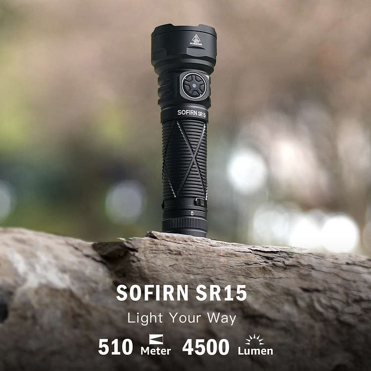 Sofirn SR15 4500 Lumen 510m Throw Rechargeable Flashlight with 21700 Battery