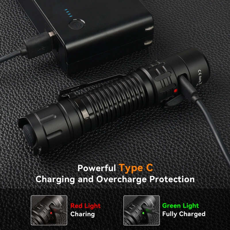 Wurkkos TD02 2000 Lumen 254m Throw Rechargeable Tactical Flashlight