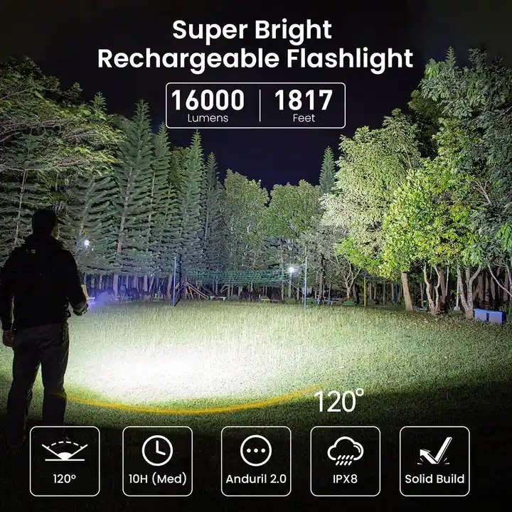 Sofirn Q8 Plus 16000 Lumen 554m Throw Rechargeable Flashlight with 3x 21700 Batteries