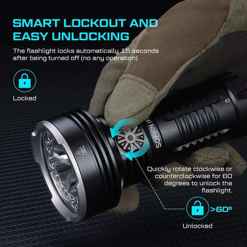 Sofirn IF30 12000 Lumen 685m Throw Rechargeable Flashlight with 32650 Battery
