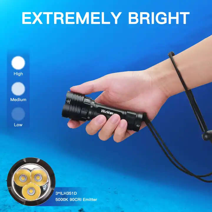 Wurkkos DL30 3600 Lumen 219m Throw Rechargeable Diving Flashlight with 21700 Battery