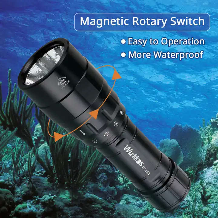 Wurkkos DL10R 4500 Lumen 287m Throw Rechargeable Diving Flashlight with 21700 Battery
