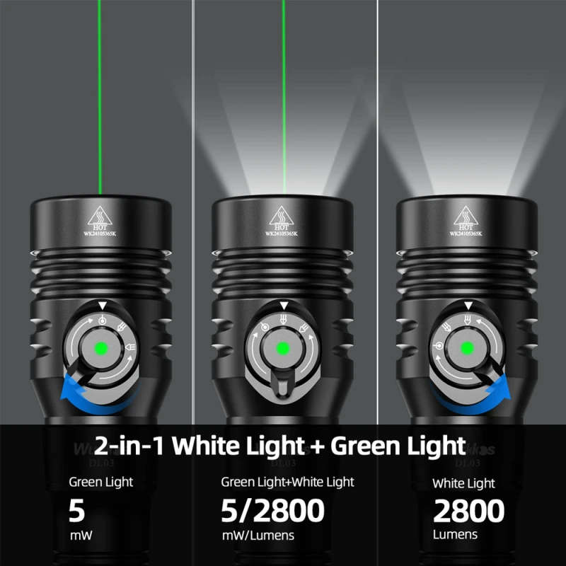 Wurkkos DL03 2800 Lumen 480m Throw Rechargeable Diving Flashlight with 21700 Battery